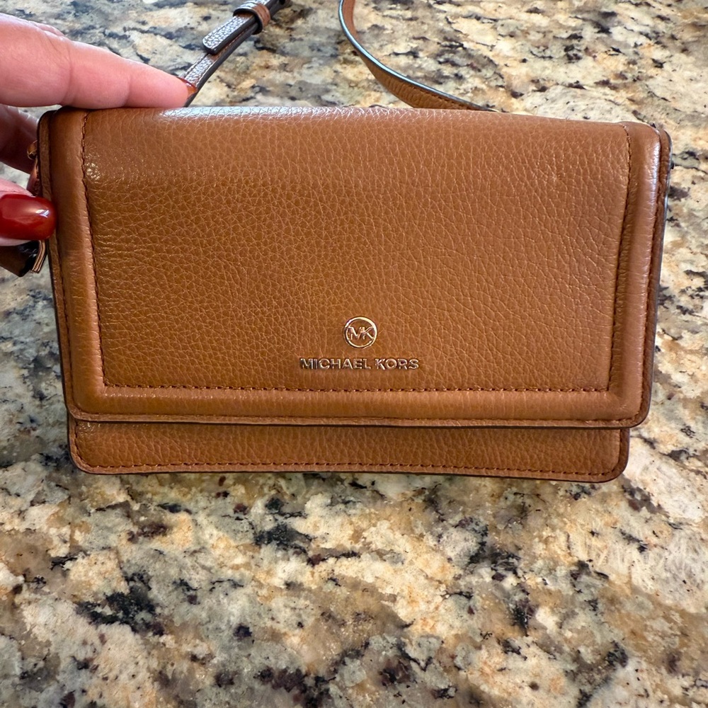 Michael Kors Gold-Tone Leather Crossbody Bag
